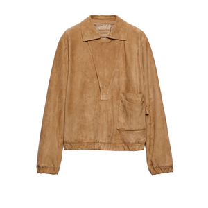 Women's Honey <b>Suede</b> Blouson <b>Jacket</b> Luxury Vintage Lambskin Outerwear OEM Private Label Custom leather top Manufacturer - Product Image 1