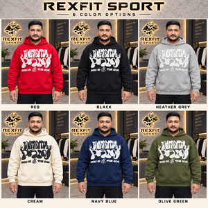 Custom <b>Mens</b> <b>Red</b> Pullover Graphic <b>Hoodie</b> Heavyweight Fleece Oversized Streetwear Raised Print Hooded Sweatshirt Kangaroo Pocket - Product Image 4