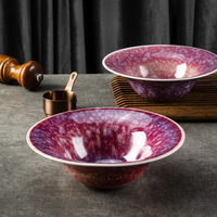 YAYU Nouvelle Collection 2025 Assiette Plate en Céramique Vintage Créative et Colorée, Effet Glacé et Réactif au Four, pour Steak de Restaurant