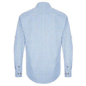 Chemise d'Oktoberfest pour homme, bleu et blanc, manches classiques, col rond, imprimé traditionnel bavarois allemand, 100% coton, 220 grammes, séchage rapide - Product Image 4