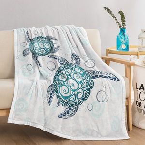 Couverture en polaire super douce 3D en forme de tortue de mer, en corail pelucheux pour femmes/hommes, couverture de lit - Product Image 2