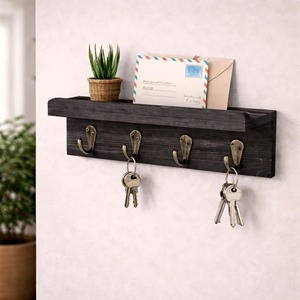Minimalist Wooden <b>Key</b> <b>Hook</b> Mail Holder <b>Wall</b> Mount Organizer Perfect <b>For</b> Office Home Entryway Storage And Display From India - Product Image 3