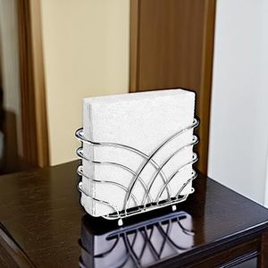 Porta Servilletas Cromado Vertical, Dispensador Decorativo de Toallas de Papel Metálico Ondulado, Soporte de Mesa para Servilletas de Cóctel, Organizador de Mesa para Comedor - Product Image 1