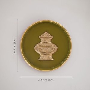 แผ่นโลหะตกแต่งผนังขนาด 8.4 นิ้ว สีเขียวมะกอกและสีทอง - Product Image 5