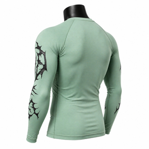 <b>Mens</b> Full Sleeve Rash Guard Tribal Print Compression <b>Shirt</b> Quick Dry Polyester Sports Training Workout Fitness <b>Swim</b> Surfing - Product Image 2