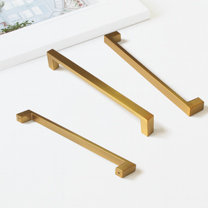 Modern Minimalist Zinc Alloy Brushed <b>Gold</b> Square Bar <b>Cabinet</b> Handle Durable Pull for Kitchen Bathroom Drawer Wardrobe Furniture - Product Image 1