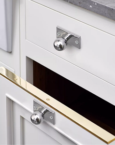 Poignée de meuble réglable en laiton massif avec plaque arrière rectangulaire pour tiroirs de placard, armoires de cuisine et de salle de bain - Product Image 2