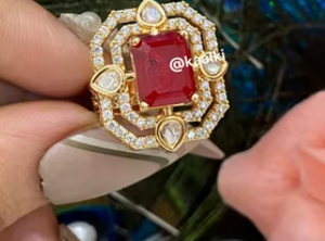 Anillo Kundan especial para boda para mujer, espejo brillante, belleza en latón para uso tradicional para bodas y fiestas de compromiso - Product Image 2