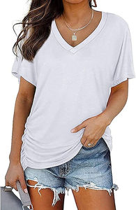 Camisetas de Lona de Alta Calidad para Mujer, Tallas Grandes, Cuello en V, Logotipo Personalizado, Diseño Moderno, Blusas Cómodas, Colores y Tallas Personalizables - Product Image 3