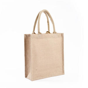 Sac de courses réutilisable en jute rayé grande taille avec poignées en corde et fermeture éclair, couleur naturelle - Product Image 1