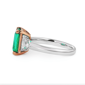 Wholesale 2ct Emerald Cut Lab Grown 18K <b>Two</b> tone Gold <b>Ring</b> Luxury Cadillac Cut Lab Diamond Three <b>Stone</b> statement engagement <b>ring</b> - Product Image 4