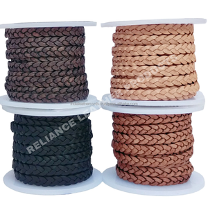 Bestselling 3 Ply Flat Braided Leather Cord 2mm-5mm Vintage Finish DIY Jewelry Findings & Components Bead Caps Customized Color - Product Image 6