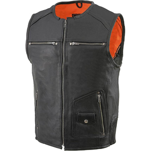 Samroz Sports <b>Men's</b> <b>Black</b> Leather <b>Vest</b> with Side Stretch Flex Breathable & Quick Dry V-Neck Zipper Closure - Product Image 4