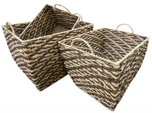 Modern Eco-Friendly Multi-Purpose Paper <b>Rope</b> Woven Flower Handheld Hole Storage <b>Basket</b> - Product Image 2