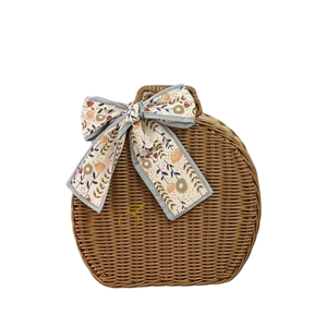Bolso de Mano Vintage de Mimbre Tejido a Mano con Lazo Floral - Elegante Bolso Estilo Maleta de Ratán para Mujer - Product Image 3