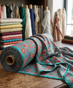 Tissu en satin poly imprimé floral de luxe, textile haut de gamme pour vêtements et ameublement, faible MOQ, fournisseur en gros Inde - Product Image 1