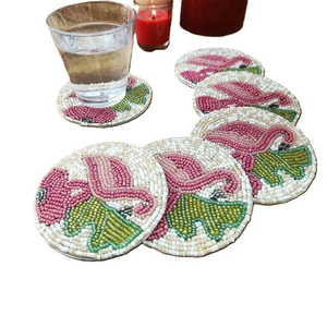 Durable Handmade <b>Beaded</b> Embroidery <b>Coaster</b> with Seed Beads Pattern Customized <b>Coaster</b> with Seed Beads for Luxury Table Setup - Product Image 5