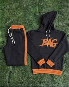 Ensemble de survêtement unisexe orange 19 avec imprimé flamme, sweat à capuche et pantalon long à cordon de serrage, style sportif - Product Image 5