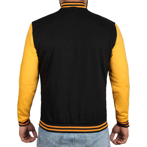 Custom <b>Varsity</b> <b>Jacket</b> With Chenille Patch <b>Mens</b> Letterman <b>Jacket</b> Fleece <b>Bomber</b> <b>Jacket</b> Yellow Contrast Sleeves Baseball <b>Jacket</b> - Product Image 4
