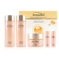 Set de Cuidado Facial Coreano Temptation Q10 3SET con Liposomas - Cremas/Géis/Sérums Reafirmantes y Nutritivos para Piel Seca y Todo Tipo de Piel