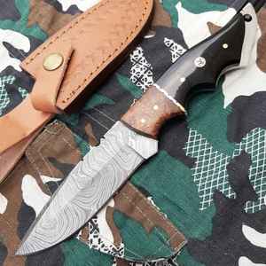 Cuchillo de Caza Hecho a Mano de Acero Inoxidable con Mango de Lámina y Funda de Cuero Fino, Cuchillo de Supervivencia - Product Image 4