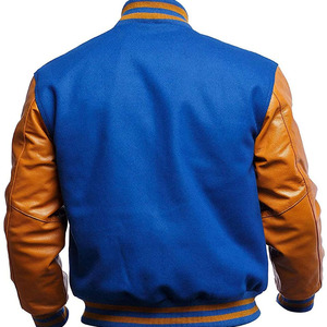 OEM Customized Wool Embroidery Baseball Letterman Varsity Jackets <b>Men</b> Vintage Blank Satin Stand Front Winter OEM Service - Product Image 3