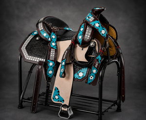Silla de montar western de cuero genuino premium para salto y doma, hecha a mano, para equitación inglesa profesional con estructura de madera. - Product Image 2