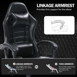 Adult Ergonomically Designed Electronic Gaming Chair with PU Leather Lounge Chair Footstool and Waist Support-Game Lounge Chair - Product Image 6