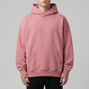 Sweat à capuche oversize vintage pour homme en polyester/coton brodé, style streetwear hiver, éco-responsable, bords bruts, pour l'industrie du vêtement en gros - Product Image 3