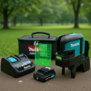 4-Point Green Beam <b>Laser</b> Cross Line <b>Level</b> Kit with 12V Lithium-Ion 2Ah Battery - Product Image 3