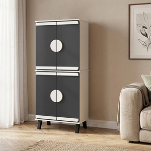 Meuble à chaussures de salon Essence Modern à 8 niveaux et 4 portes, démontable/DIY, SC410ZV, blanc/gris foncé, en aggloméré MDF, pour 20-23 paires de chaussures - Product Image 1