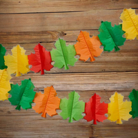 Guirlande de feuilles d'érable en papier de soie, décorations pour Halloween, Thanksgiving, Noël, 12', fabriquées à la main, prix d'usine, vente chaude