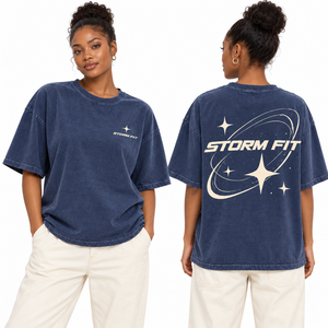 T-shirt oversize streetwear pour femme, col rond, manches courtes, coupe ample, 100% coton jersey, délavé à l'acide, écologique, séchage rapide - Product Image 3