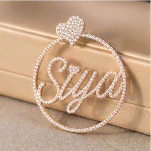 SHRAMAN DIAMOND Customized 925 <b>Silver</b> Gold Plated Moissanite Iced <b>Initial</b> Cursive Name Charms Pendants Crystal Heart Anniversary - Product Image 5