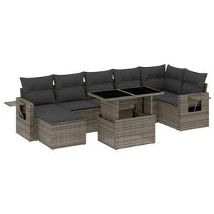 Conjunto de Sofás de Jardín de Ratán Gris Oscuro, 6 Plazas, Resistente a la Intemperie, Muebles de Exterior de Diseño Contemporáneo - Product Image 2