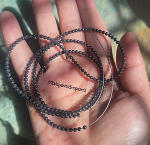 Collier de perles rondes polies en moissanite grise de 2,15 mm pour la fabrication de bijoux en diamant - Product Image 1