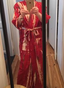 Handmade High Quality Indian Kimono Robe Women Long Sleeve V-<b>neck</b> Tie-Dye Rayon Eco-Friendly Woven Decoration Bow Holiday - Product Image 4