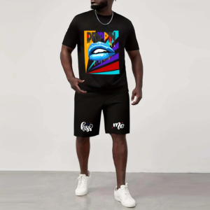 Conjunto de Camiseta y Pantalones Cortos Térmicos Transpirables y Ligeros para Hombre, Tallas Grandes, Servicio OEM, Estilo Urbano, Conjuntos de Camisetas para Hombre - Product Image 3