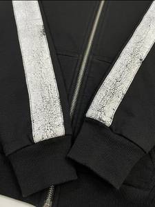 Sudadera con capucha negra con efecto acid wash, extragrande, con cremallera, para hombre, estilo casual urbano - Product Image 3