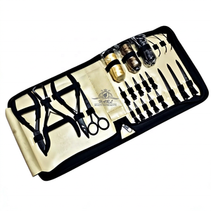 Black Colour All in One Pro Hair Extension Tools Micro Rings <b>Beads</b> Opener/Closer Pliers <b>Needle</b> Scissors Clips Hair Extension Kit - Product Image 1
