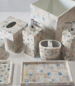 Customized MOP Inlay Bathroom <b>Set</b> Glossy Natural Shell <b>Soap</b> Dispenser Toothbrush Holder For Home Hotel Bathroom Collection - Product Image 3