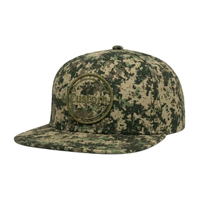 Custom Logo 6 Panel Snapback <b>Cap</b> Waterproof Fabric Camo <b>Flat</b> Brim Structured Baseball Camouflage Outdoor Street For <b>Men</b> Woman - Product Image 1
