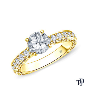 Anillo de compromiso de oro de 10K con detalles de volutas y detalles atemporales, con diamante central cultivado en laboratorio. Fabricante mayorista y minorista OEM. - Product Image 4