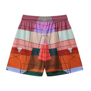 Shorts de basket vintage à motif géométrique patchwork, design par sublimation, en tissu mesh épais, séchage rapide, pour entraînement et streetwear - Product Image 2