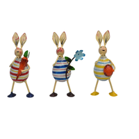 Ensemble de 3 lapins de Pâques en fer forgé faits à la main, thème artistique, figurines personnalisables, décoration intérieure - Haute qualité, respectueux de l'environnement