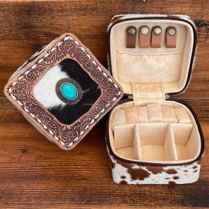 2024 luxe en gros en cuir repoussé à la main grande boîte à bijoux haute qualité concepteur cuir de vachette voyage bijoux organisateur étui - Product Image 3