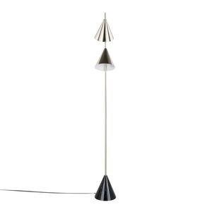 Contemporary Metal <b>Floor</b> <b>Lamp</b> 'Cone 65' with Plated Nickel and <b>Black</b> Faux Marble Metal <b>Base</b> by - Product Image 3