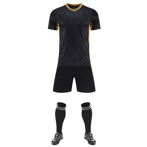 Ensemble de maillot de football pour hommes, blanc, col en V, manches courtes, avec short noir et chaussettes blanches, polyester respirant, toutes saisons - Product Image 3