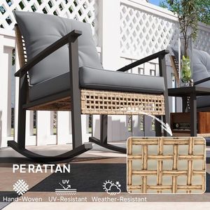 Sedie a Dondolo in Rattan, Eleganti Mobili da Giardino per Comfort e Relax all'Aperto - Product Image 5