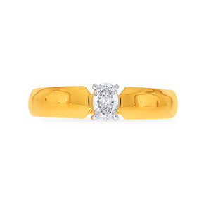 Oval Glow <b>Men</b> Solitaire <b>Ring</b> Elegant Wide Band Round Solitaire Diamond <b>Ring</b> in 18K Yellow Gold - Product Image 3